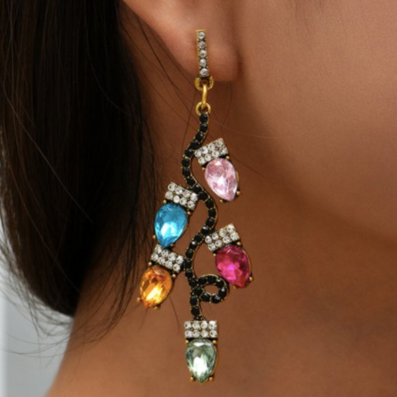 Holiday Earrings New Multicolor Dangling Retro Christmas Lights 5 Star Rated - Picture 2 of 10